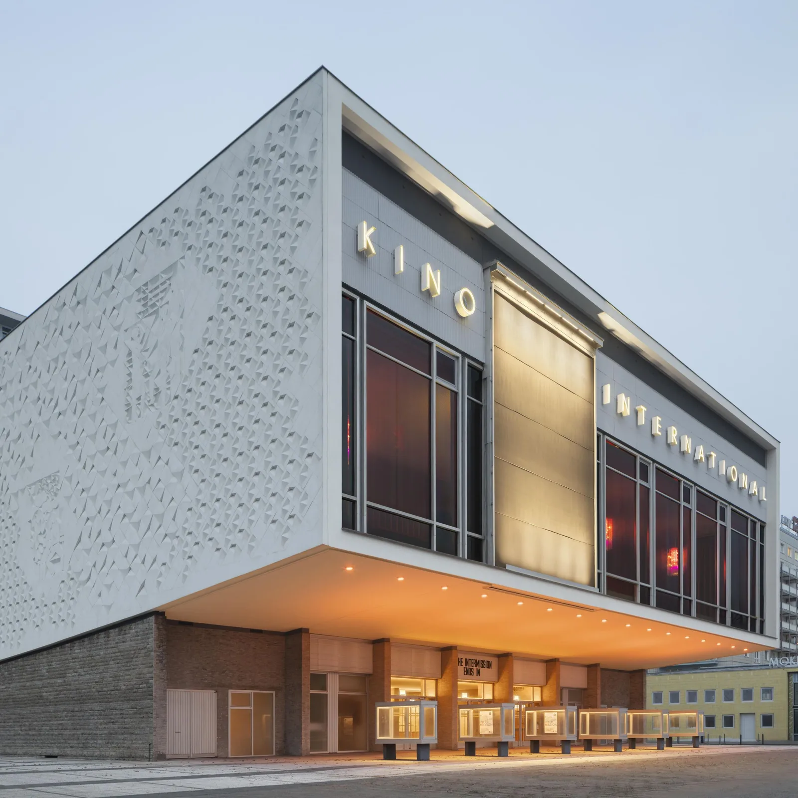 Kino International, exterior at dusk